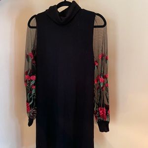 Balloon Sleeve Black Dress